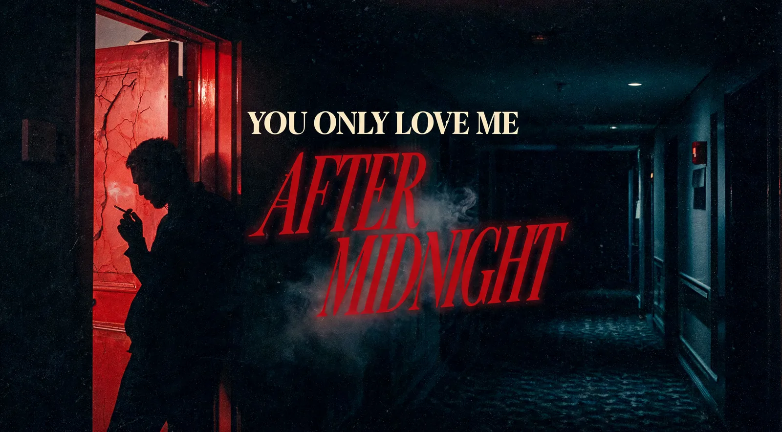 Finished lyric video frame — Cinematic Noir style
